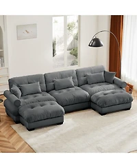 Streamdale Furniture Streamdale U Shape Sectional Sofa with Ottomans, Modern Corner Couch