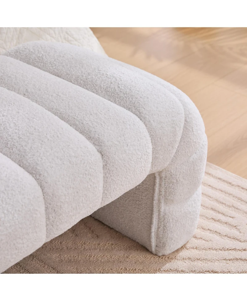 Streamdale Furniture Streamdale 69.7" Modern Upholstered Bed Bench, Chenille Ottoman, Ivory