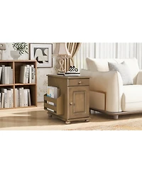 Streamdale Furniture Vintage Flip Top End Table with Usb & Drawer