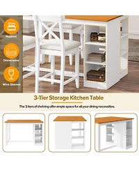 Streamdale Furniture 60" Farmhouse Counter Height Dining Set with Storage & Chairs, White