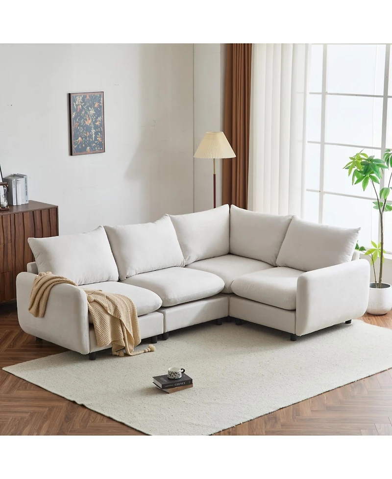 Streamdale Furniture 99" 4-Piece L-Shaped Modular Sectional Sofa
