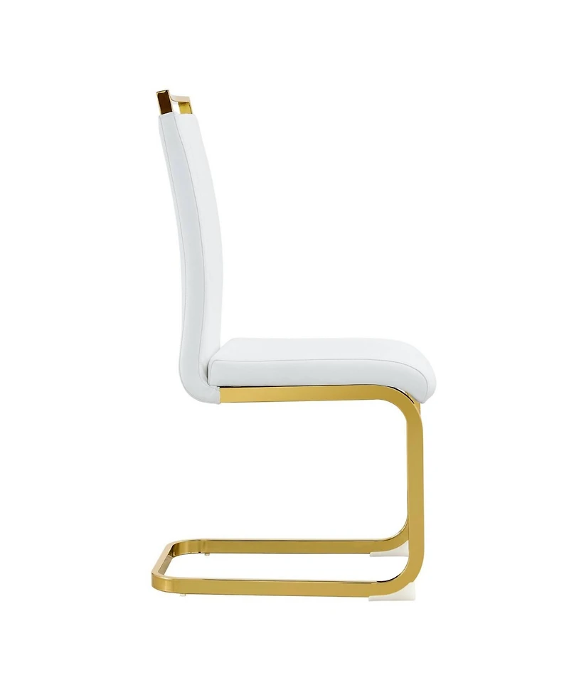 Streamdale Modern Pu Leather Dining Chairs, Golden Legs (Set of 2)