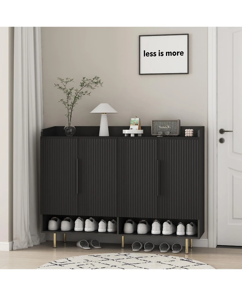 Streamdale Furniture Streamdale Black Sideboard Shoe Cabinet with Adjustable Shelves