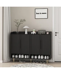 Streamdale Furniture Streamdale Black Sideboard Shoe Cabinet with Adjustable Shelves