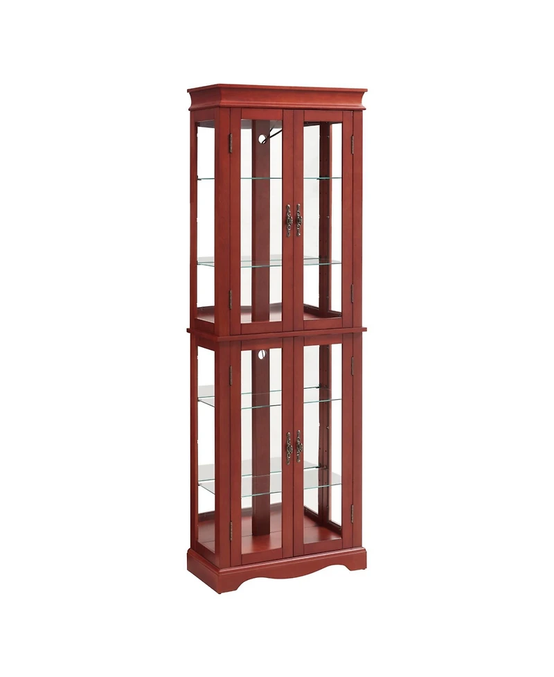 Streamdale Furniture Lighted Glass Curio Cabinet - Cherry Finish