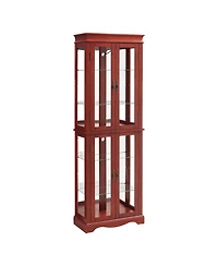 Streamdale Furniture Lighted Glass Curio Cabinet - Cherry Finish