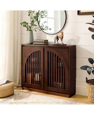 Streamdale Furniture Mid Century Fluted Sideboard Cabinet