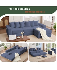 Streamdale Furniture Streamdale 10-in-1 Corduroy Convertible Sectional Sofa with Pillows