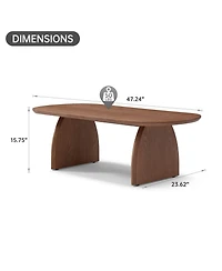 Streamdale Furniture Oval Walnut Coffee Table - Mid Century Modern Accent Table