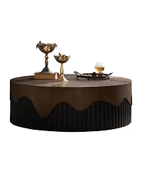 Streamdale Furniture 39" Round Coffee Table - Handcrafted Relief Pedestal