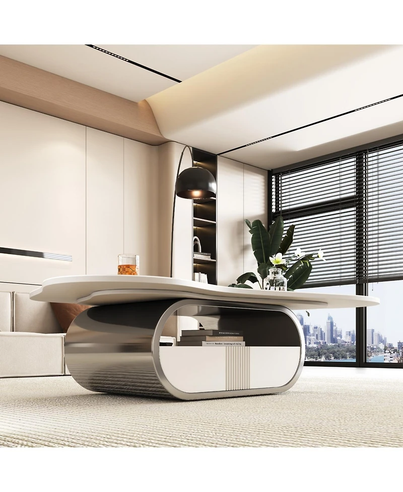 Streamdale Furniture Butterfly Coffee Table - Sintered Stone Top, Storage & Drawer