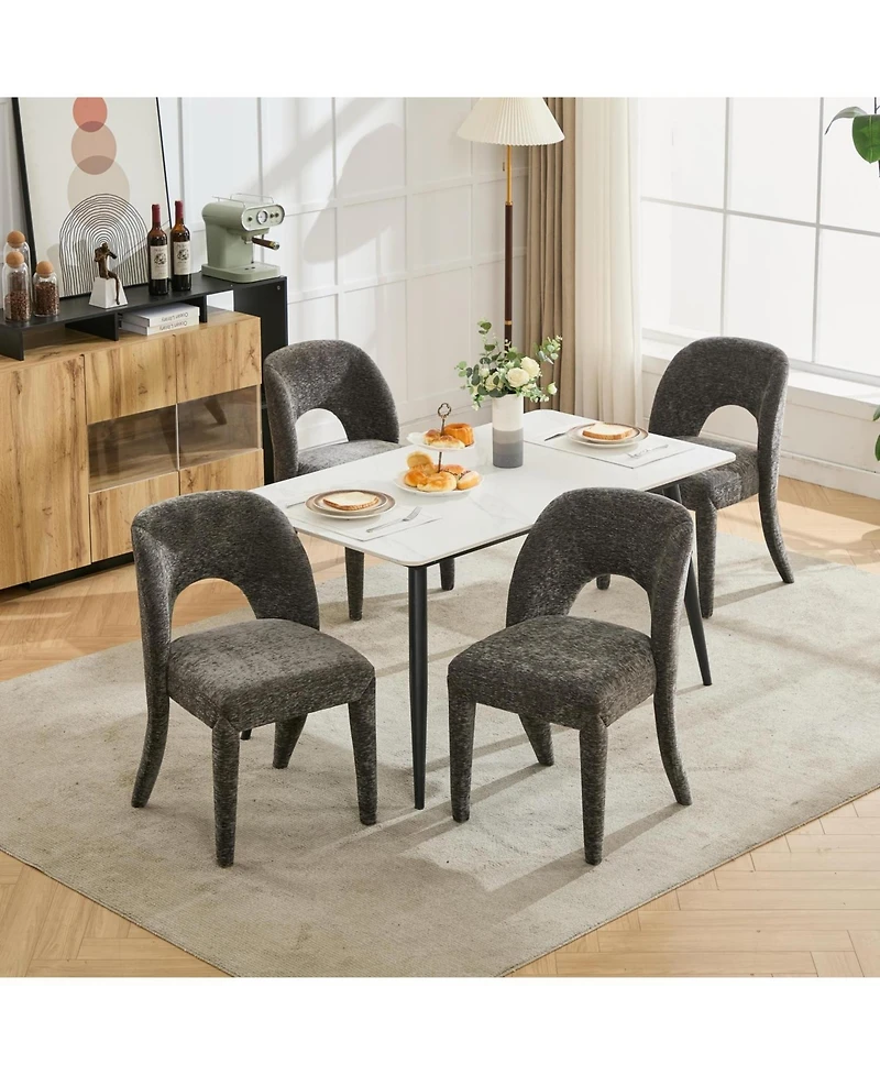 Streamdale Furniture Set of 2 Chenille Dining Chairs