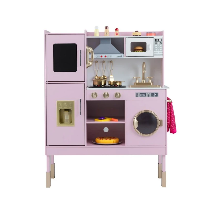 Hongge Kids Adjustable Pretend Play Kitchen with Accessories and Storage