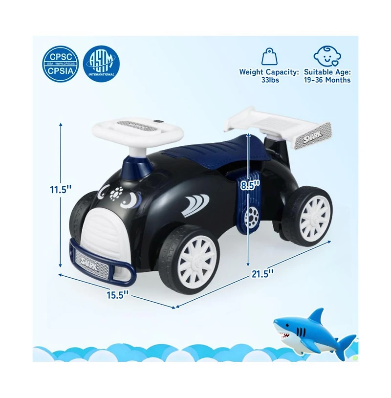 Hongge Kids Foot to Floor Ride On Car with Music Steering Wheel and Under Seat Storage