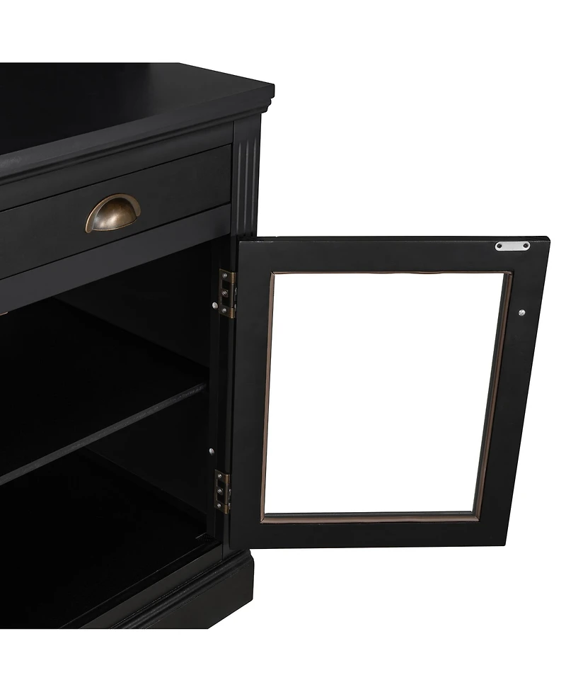 Streamdale Furniture Modern Bookcase with Glass Doors & Drawer - Black
