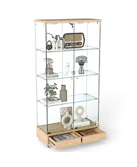 Streamdale Furniture Modern Glass Display Cabinet w/ Drawers & Led Lights
