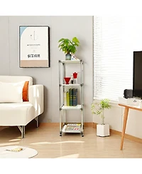 Streamdale Furniture Korean 4-Tier Stainless Steel Shelving Unit (49"H x 14.9"W