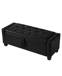 Streamdale Furniture + 48" + Faux Leather + Tufted + Storage Ottoman Bench