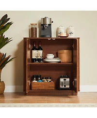 Streamdale Furniture Walnut Buffet Cabinet Sideboard - Curved Wave Design