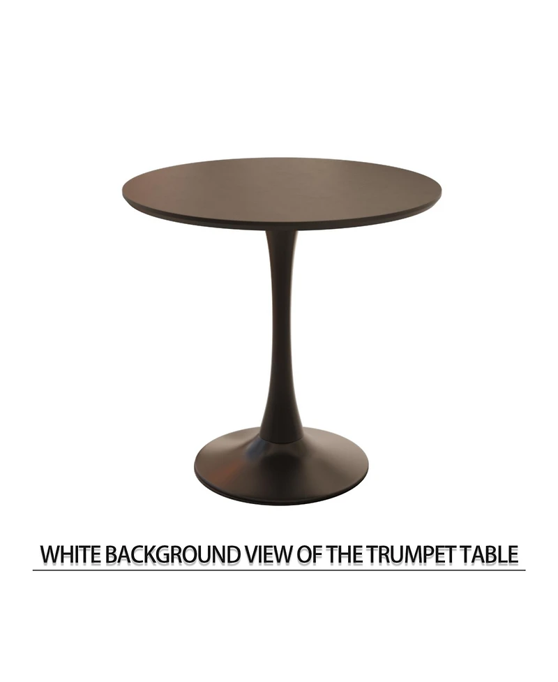 Streamdale Furniture Black Mdf 31.5" round dining table set with 2 faux leather chairs