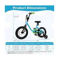 Hongge Kids Training Bike with Adjustable Seat Dual Brakes Rubber Tires and Removable Wheels