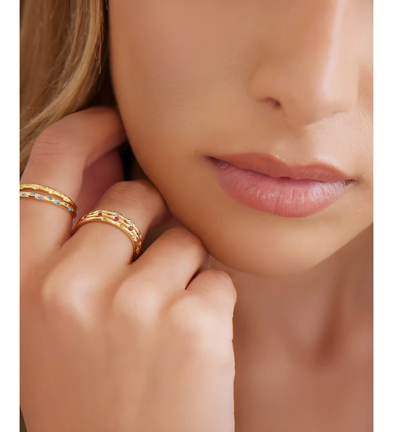 Mint & Lily Dainty Constellation Birthstone Ring Gold Plated Sterling Silver