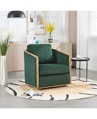 Streamdale Furniture Corduroy Swivel Barrel Chair for Living Room (Emerald