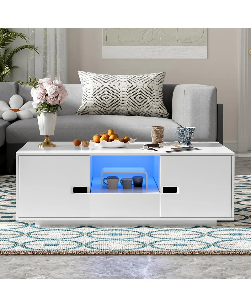 Streamdale Furniture Modern Coffee Table with Led Lights