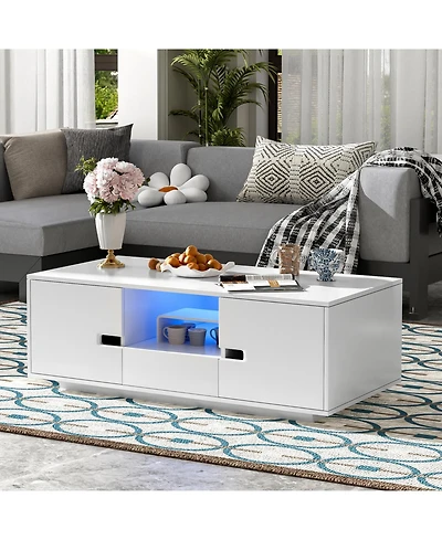 Streamdale Furniture Modern Coffee Table with Led Lights
