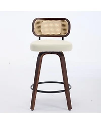 Streamdale Furniture Rattan Counter Height Swivel Bar Stools (Set of