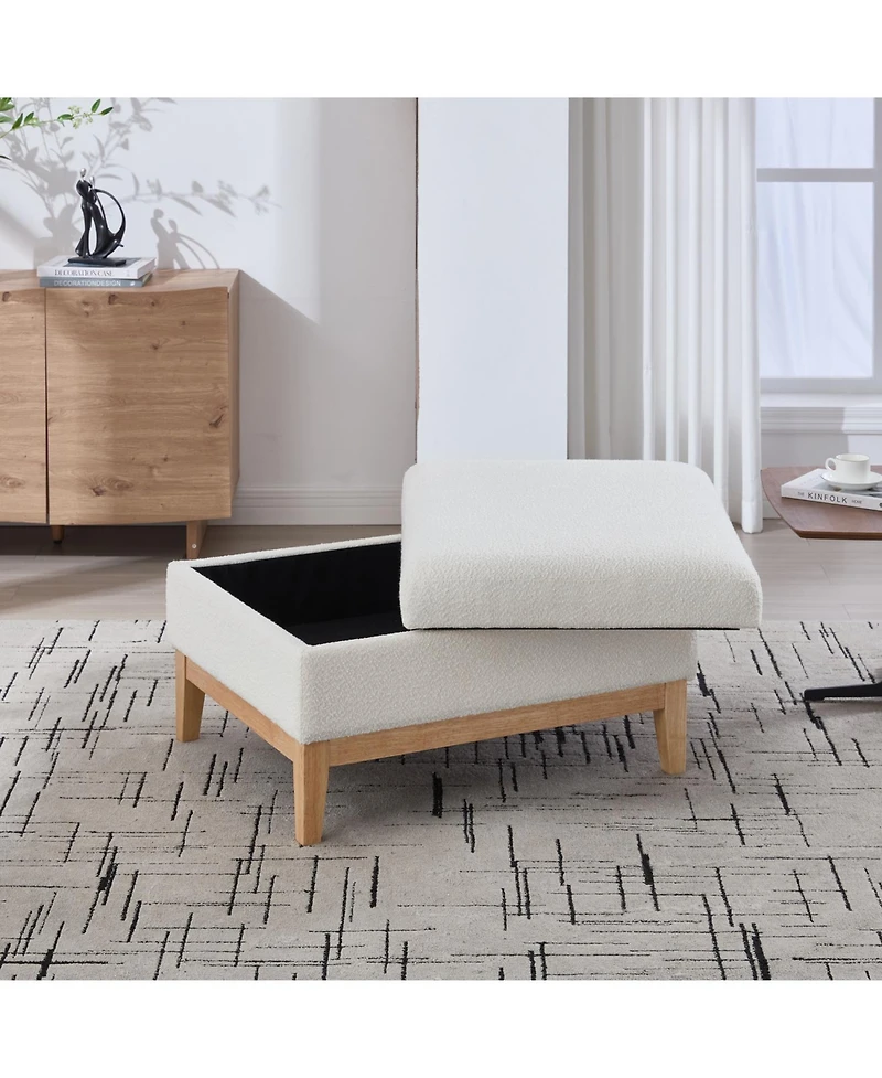 Streamdale Furniture 33.86" Boucle Storage Ottoman/Coffee Table