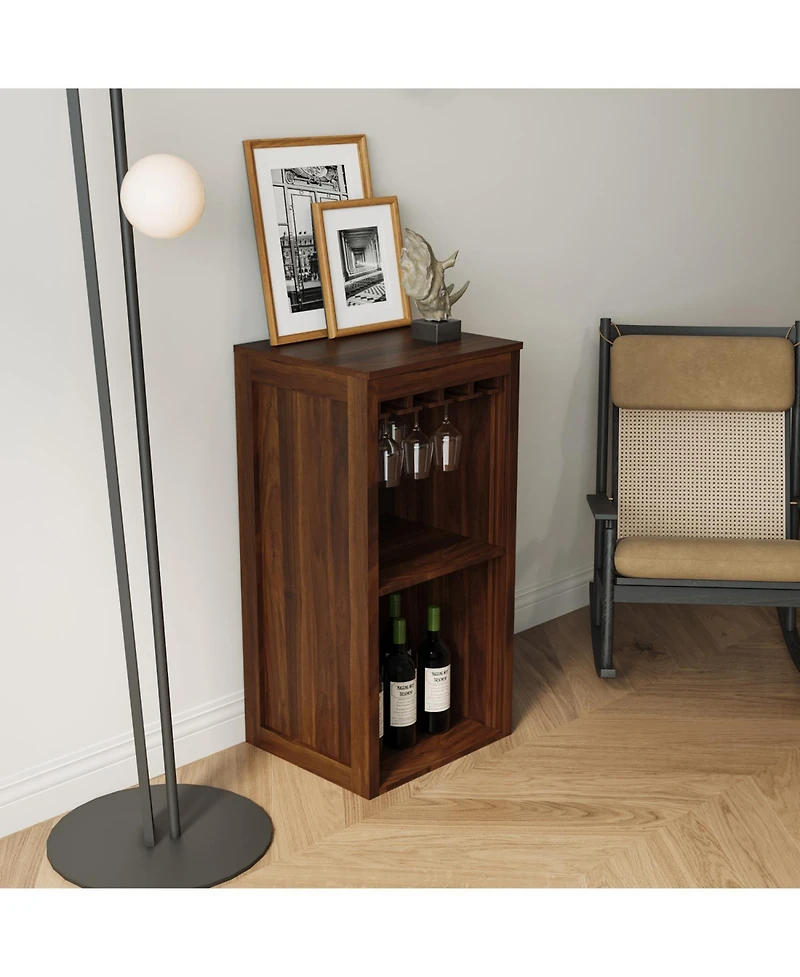 Streamdale Furniture Walnut Modular Wine Bar Cabinet