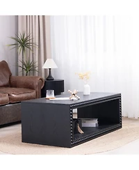 Streamdale Furniture Beaded Edge Coffee Table - 47.6" Rectangular, Open Shelf