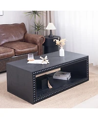 Streamdale Furniture Beaded Edge Coffee Table - 47.6" Rectangular, Open Shelf