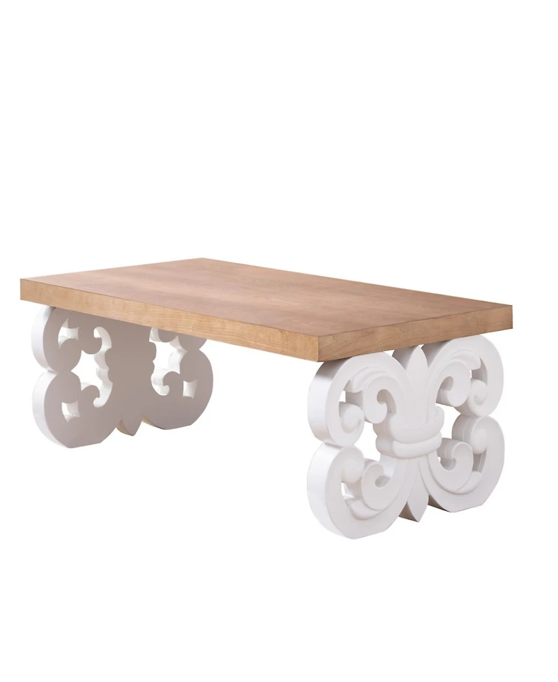 Streamdale Furniture Ornate Wood Coffee Table - Farmhouse Style, Carved Base.