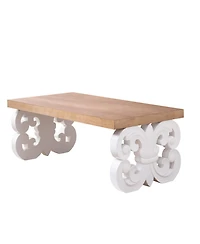 Streamdale Furniture Ornate Wood Coffee Table - Farmhouse Style, Carved Base.