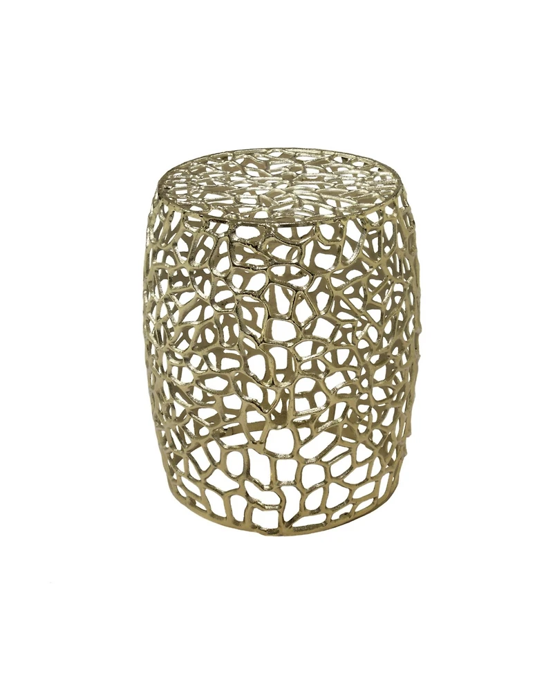 Streamdale Furniture Streamdale Aluminum Drum End Table with Intricate Design-Gold