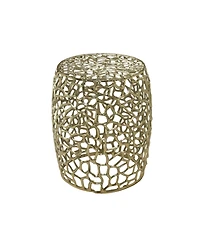 Streamdale Furniture Streamdale Aluminum Drum End Table with Intricate Design-Gold