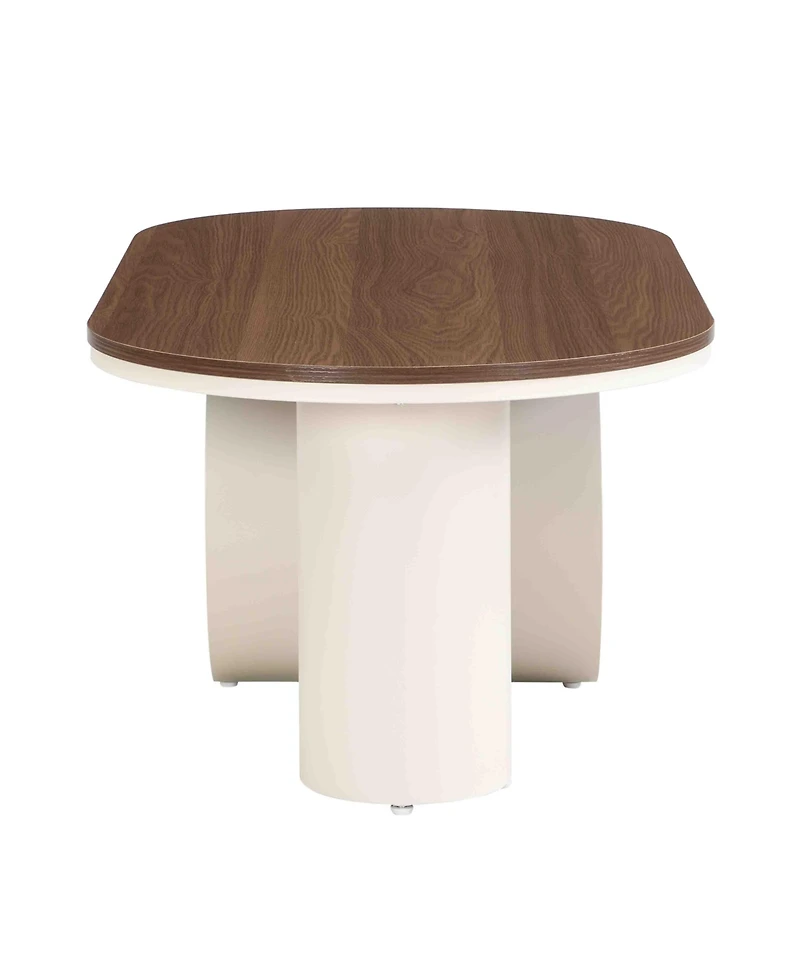 Streamdale Furniture Luxury Oval Coffee Table w/ Storage - White Metal