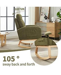 Streamdale Furniture Modern Rocking Chair with Wood Legs & Adjustable Footrest