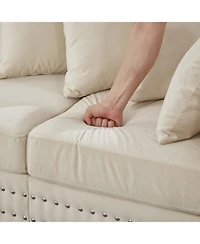 Streamdale Furniture Modern Velvet Sofa with Silver Nails