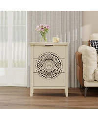 Streamdale Furniture Streamdale Hollow-Carved 3 Drawer Dresser with Metal Handles