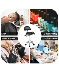 Streamdale Furniture Ergonomic Saddle Stool with Back & Foot Rest, Rolling Adjustable Swivel Chair