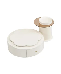 Streamdale Furniture Modern Round Coffee Table Set, Rotatable Top & Drawers