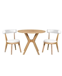 Streamdale Furniture Mid-Century Round Dining Set- Table & 2 Chairs