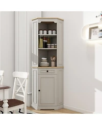 Streamdale Furniture Fluted Corner Storage Cabinet - Antique White