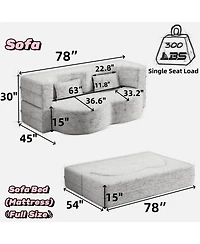 Streamdale Furniture Streamdale Corduroy Foam Sleeper Sofa Bed with Pillows