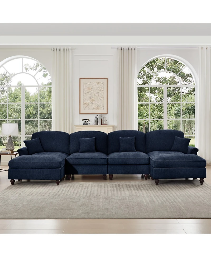 Streamdale Furniture Classic U-Shape Sectional Sofa with Ottomans