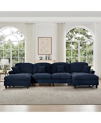 Streamdale Furniture Classic U-Shape Sectional Sofa with Ottomans