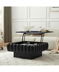 Streamdale Furniture Square Lift-Top Coffee Table with Solid Wood Frame and Hidden Storage